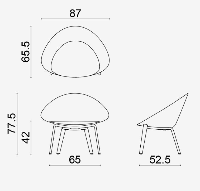 Кресло из ткани, полипропилена и многослойных ножек Arper Adell ARCH-00062282 - Вид №6