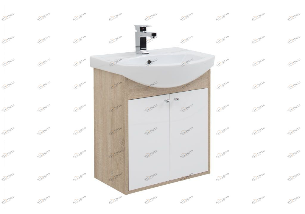 Тумба с раковиной Aquanet Грейс 60 дуб сонома/белый (2 дверцы) 0019837100182641
