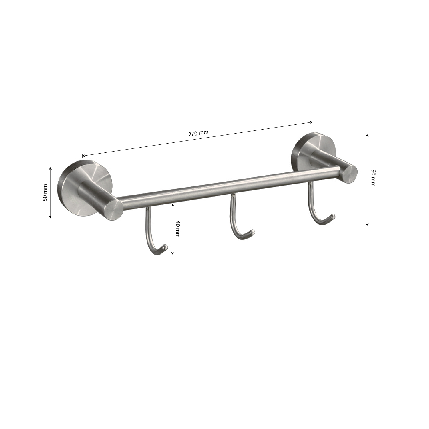 GFmark - Вешалка с тремя крючками прямая, из нержавеющей стали, код: 80204  - Вид №3