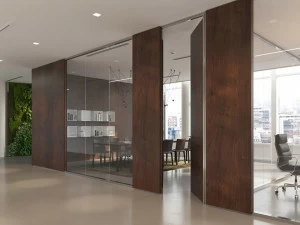 Elitable Стеклянная звуконепроницаемая сдвижная стена для офиса