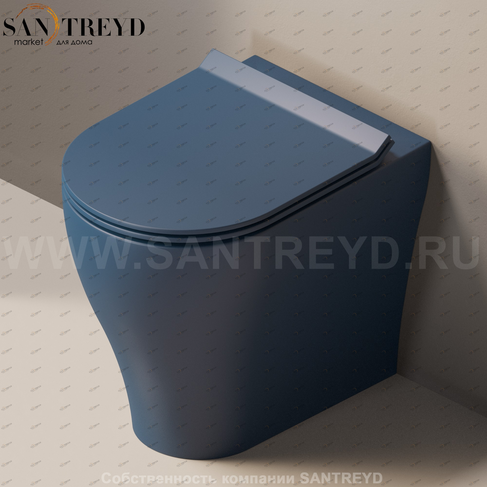 AP117G7016 Приставной унитаз напольный Синий Ceramica Flaminia App Италия