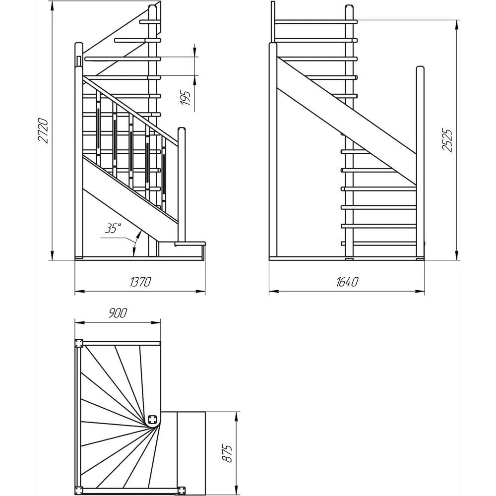 Лестница поворотная 180° ЛЕС-03 универсальная ЛЕСЕНКА STLM-2187703 - Вид №2