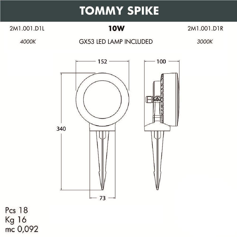 Ландшафтный светодиодный светильник Fumagalli Tommy Spike 2M1.001.000.WXD1L FUMAGALLI TOMMY SPIKE 271067 Белый  - Вид №1