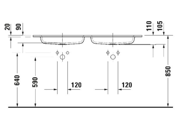 Керамическая раковина с двойным прямоугольным полукругом Duravit Sivida ARCH-00049749 - Вид №2