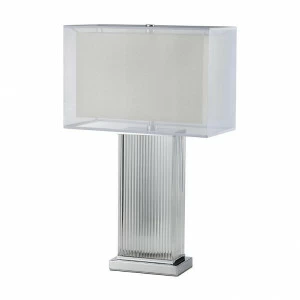 Настольная лампа стеклянная с бежевым абажуром хром Newport NEWPORT ВАЗА 00-3834815 Прозрачный;хром