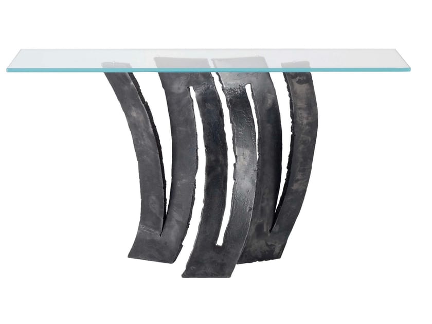 Прямоугольная консоль из железа и стекла ROCHE BOBOIS Флер Де Фер ARCH-00076185