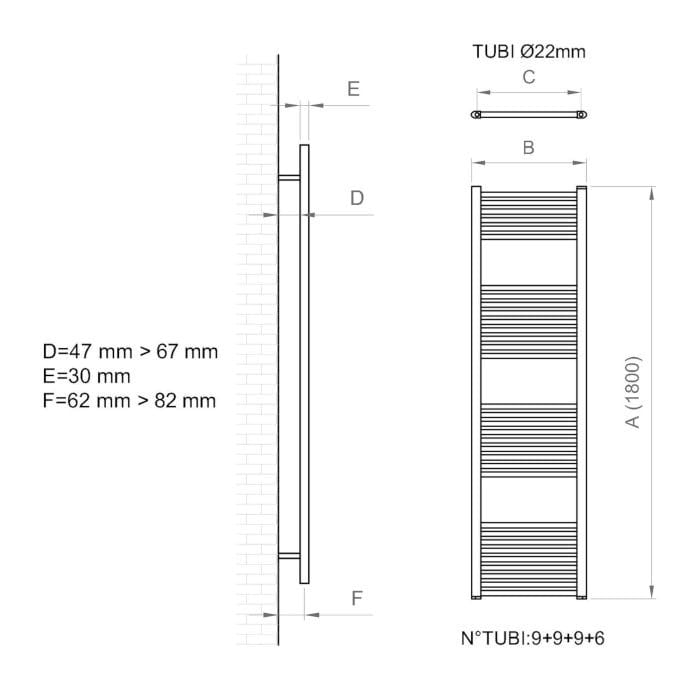 Настенный стальной полотенцесушитель с горячей водой Ercos Опера ARCH-00101025 - Вид №12