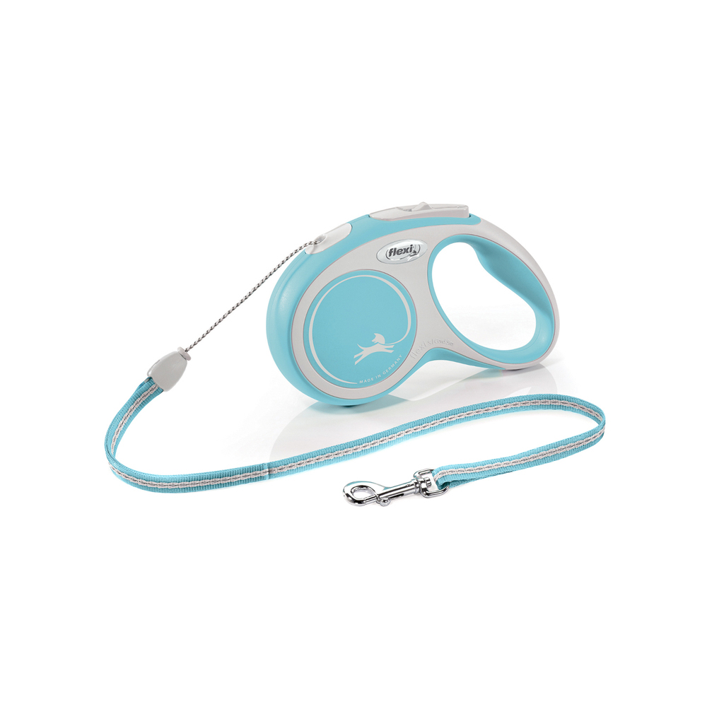 ПР0057830 Рулетка для собак New Line Comfort S (до 12 кг) трос 5 м серый/голубой Flexi 