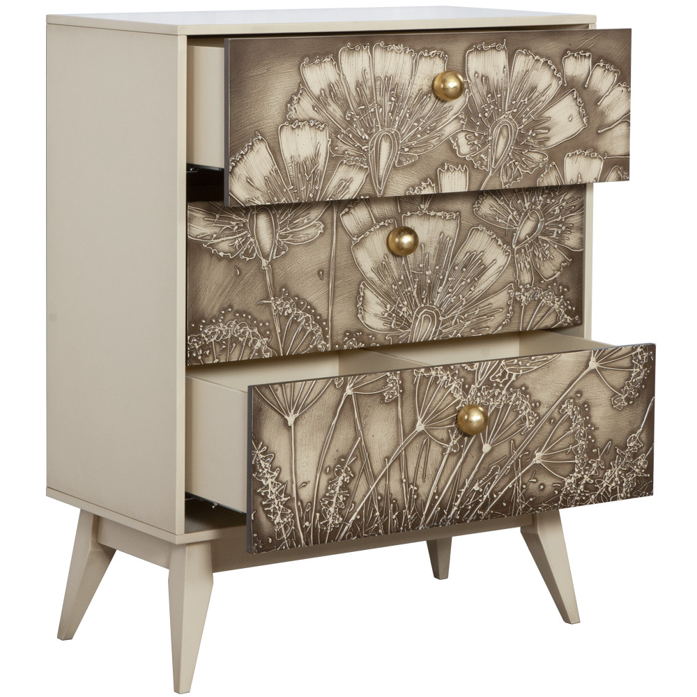 11558 Комод Маки 3 Айвори BOGACHO 4627155818487 - Вид №2