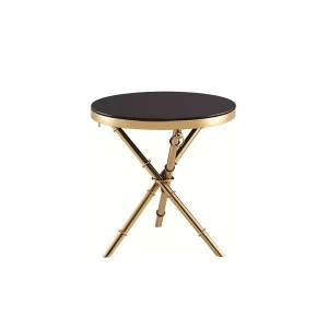 Приставной столик стеклянный золотой с черным топом Jazz UNICO  248859 Золото;черный