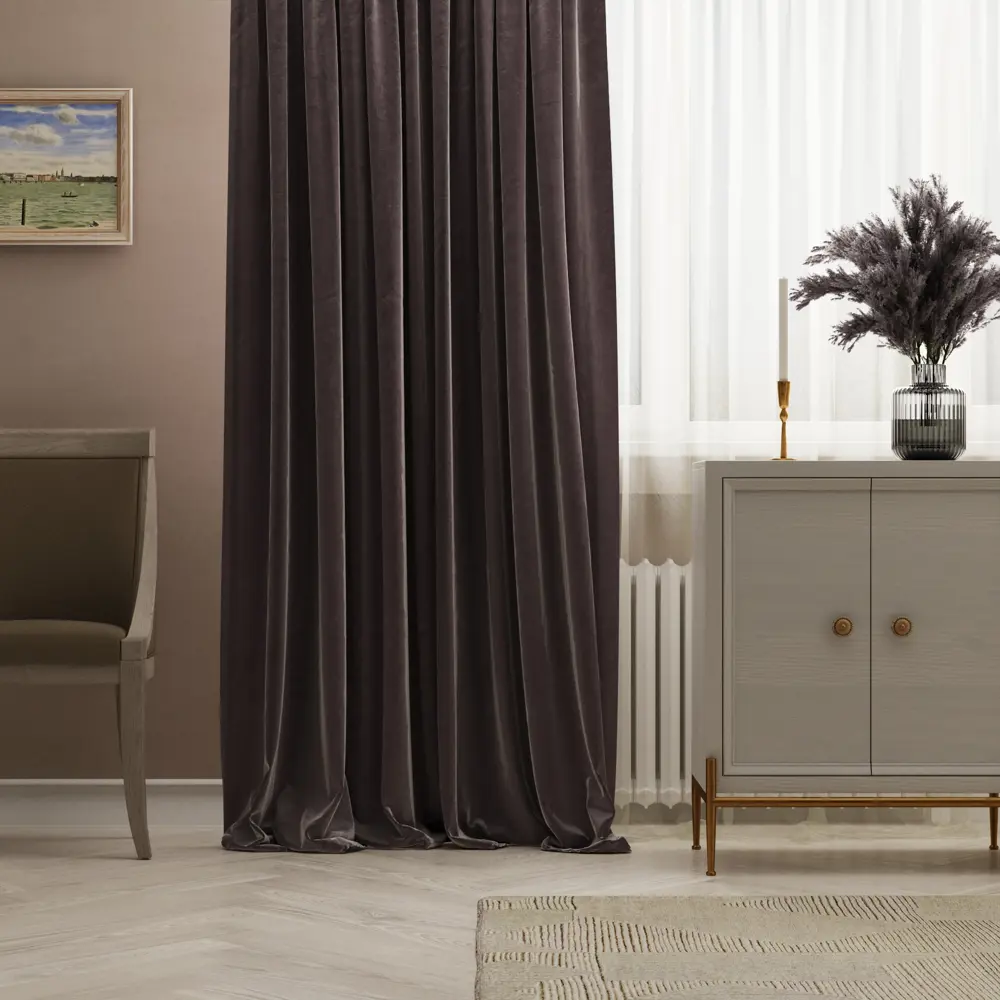 Штора на ленте Inspire Lerata 160x280 см цвет фиолетовый 83562036 STLM-2178156 