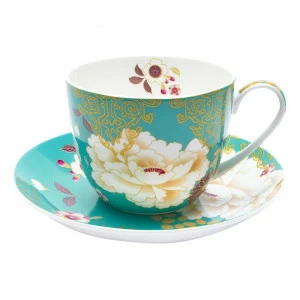 Чашка фарфоровая с блюдцем бирюзовая в подарочной упаковке "Кимоно" MAXWELL & WILLIAMS КИМОНО 00-3946842 Зеленый