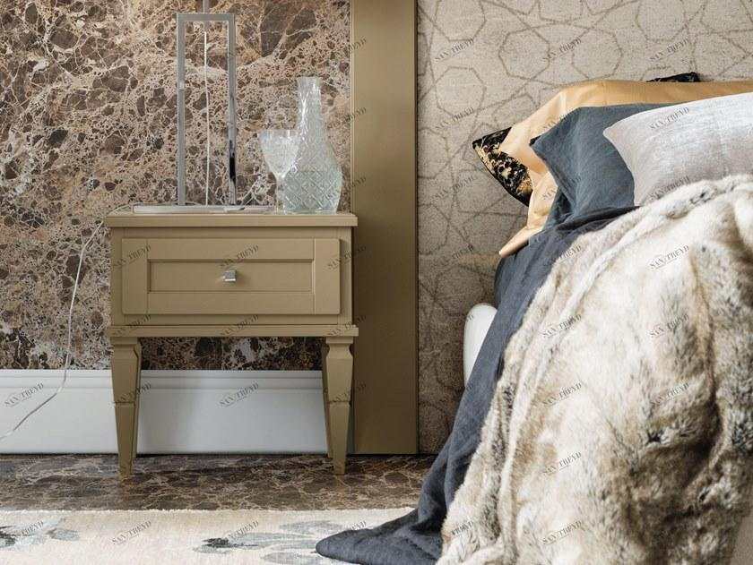 Cerasa Прямоугольная прикроватная тумбочка из лакированной древесины с ящиками York sun-id-1447017