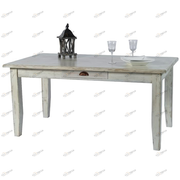 Обеденный стол белый деревянный с ящиком 160 см Solea VAVI SOLEA 132570 Белый 