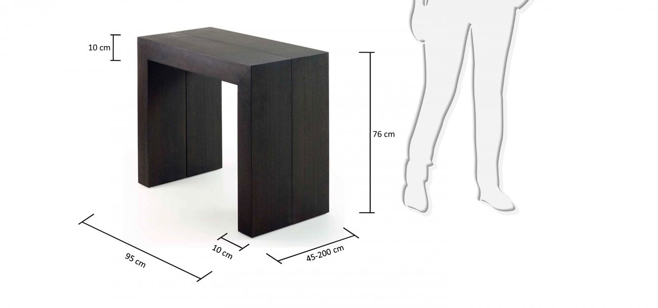 Обеденный стол раздвижной квадратный коричневый шпон 45-200 см Penta BARCELONA DESIGN  147028 Черный  - Вид №3