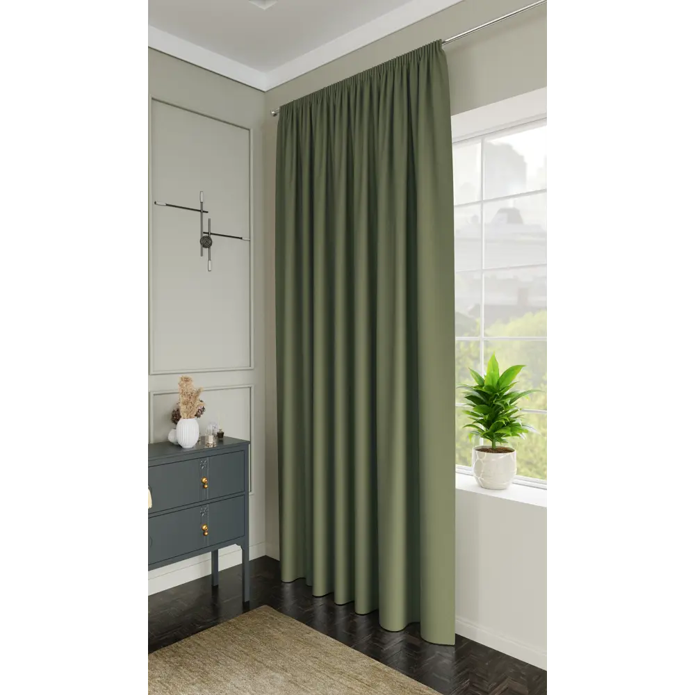 Штора KREAFORTA Pharu зеленый 140x280 см со скрытыми петлями 89417937 STLM-1570960