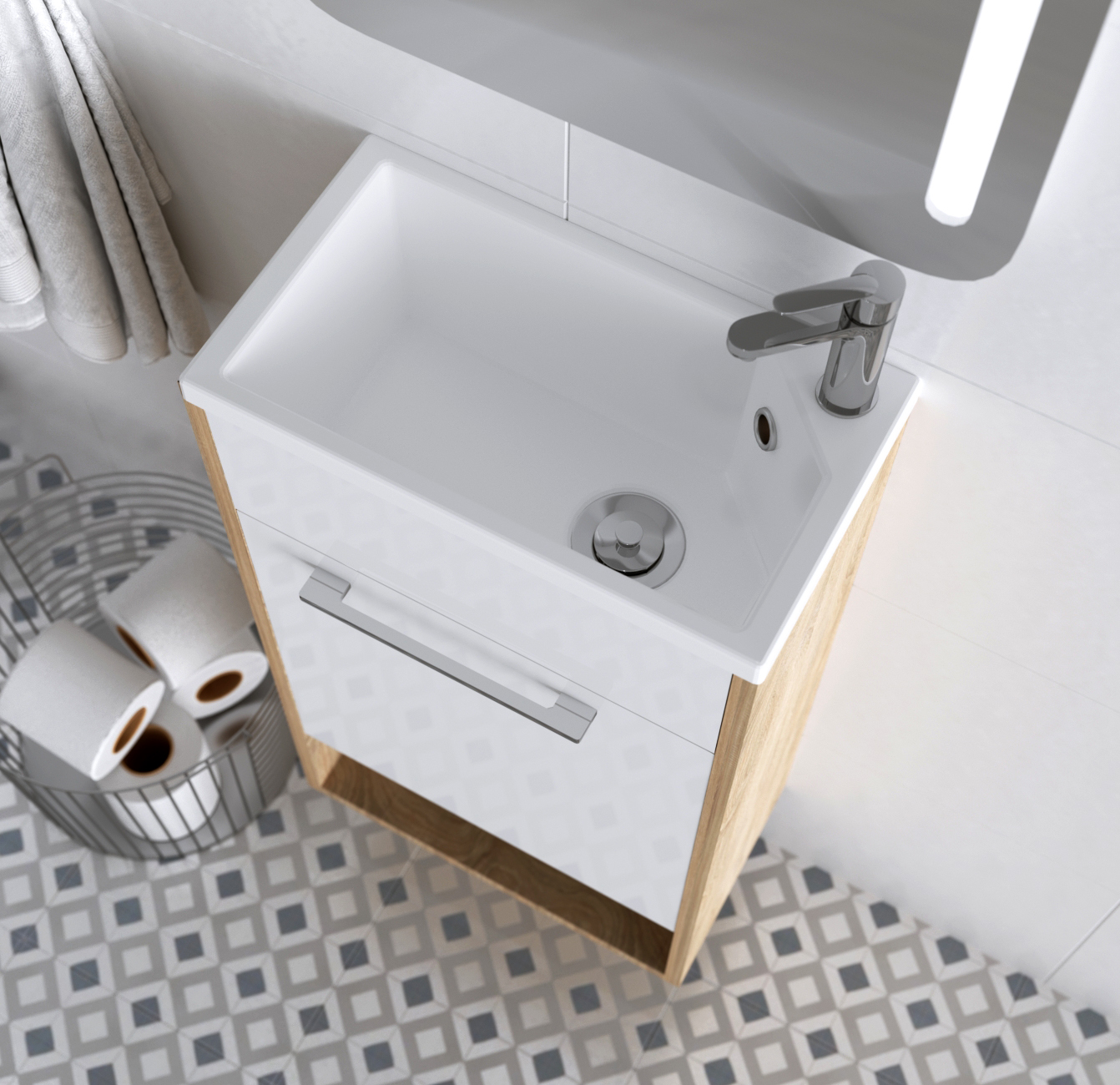 У85918 Тумба с раковиной Lira 40П 1д. Дуб Сонома 1 Marka Lira - Вид №2