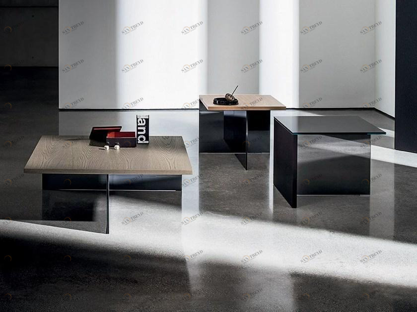 Sovet italia Квадратный журнальный столик из дерева и стекла Regolo sun-id-1406534