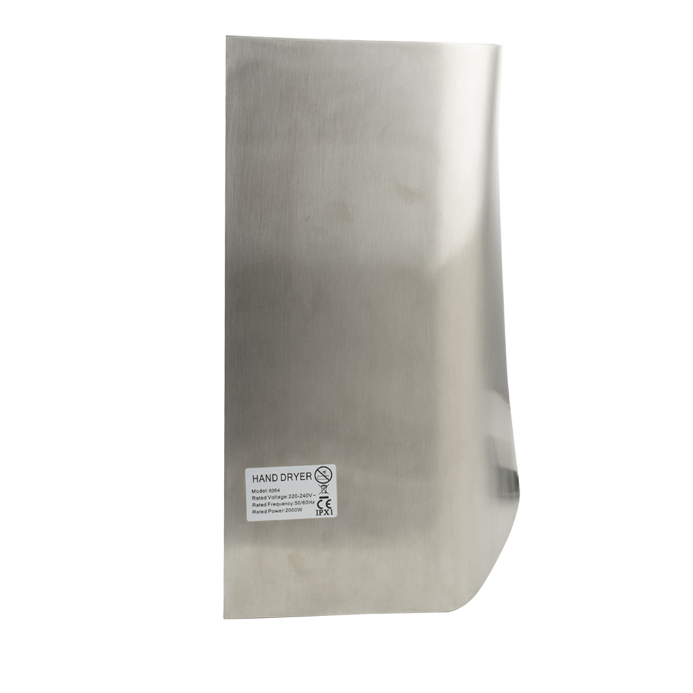 GFmark - Сушилка для рук, скоростная, модель V-windblade, антивандальная, корпус из нержавеющей стали, матовая, 2000W, код: 6954  - Вид №4