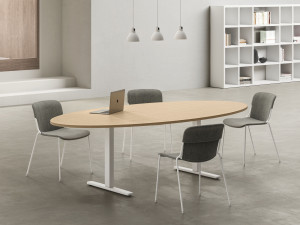 Овальный стол для совещаний из меламина и металла