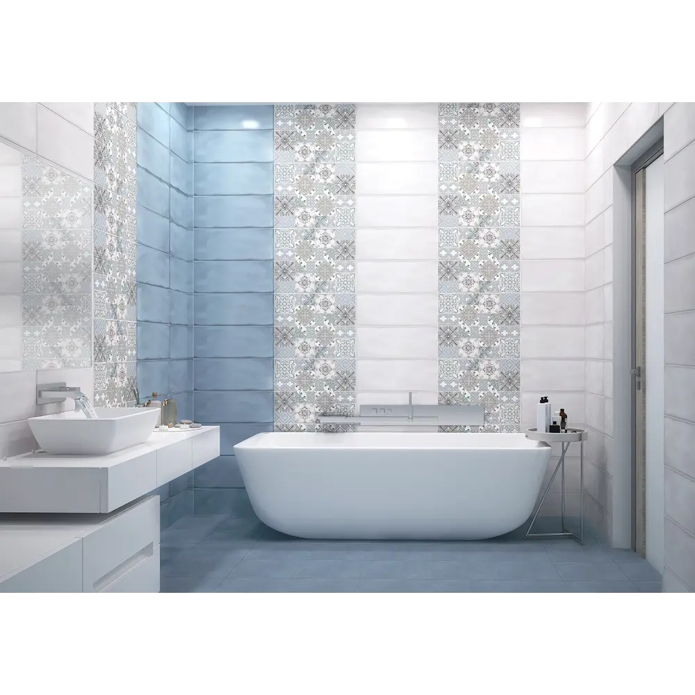 Плитка настенная Azori Nuvola Aqua 20.1x50.5 см 1.52 м² цвет синий 82665678 STLM-2191425  - Вид №1