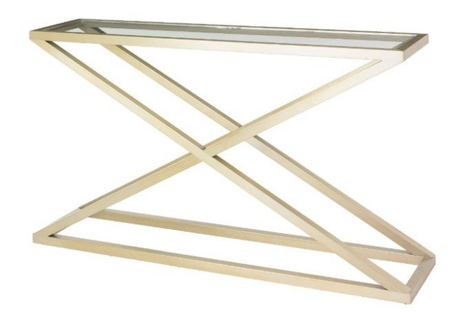 Консоль металлическая латунь со стеклом Nico PUSHA PUSHA 060998 Золото  - Вид №1