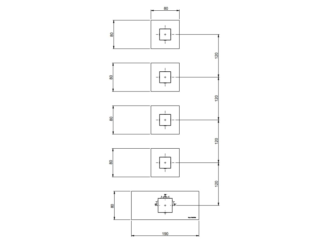 Термостатический встраиваемый смеситель для душа с 5 отверстиями Rubinetterie Frattini отдельная эстетика ARCH-00060510 - Вид №10