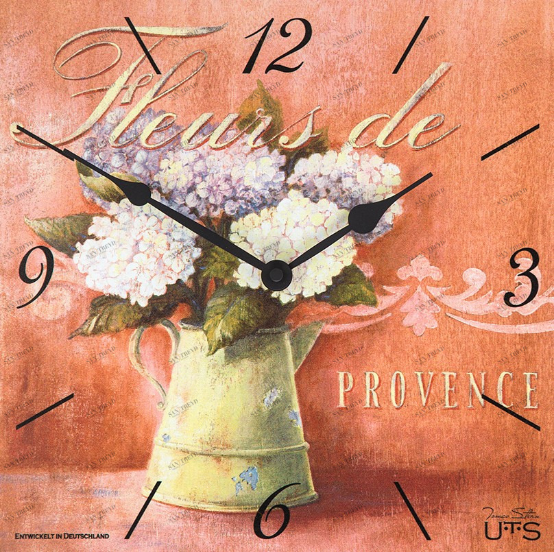 Часы настенные разноцветные квадратные Tomas Stern 6016 TOMAS STERN ЦВЕТЫ 00-3872707 Бежевый;разноцветный;розовый;фиолетовый 