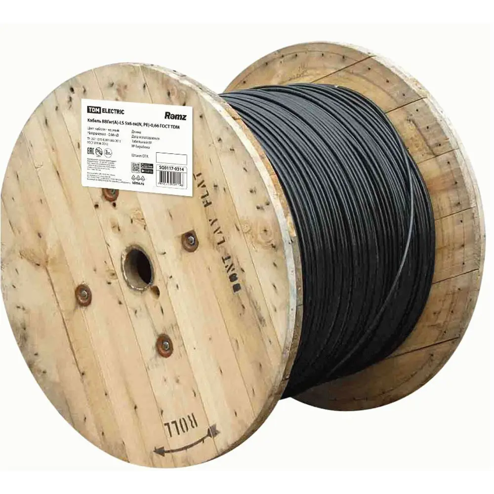Кабель ВВГнг(А)-LS 5x6 на отрез ГОСТ цвет черный TDM ELECTRIC STLM-2006704 - Вид №1