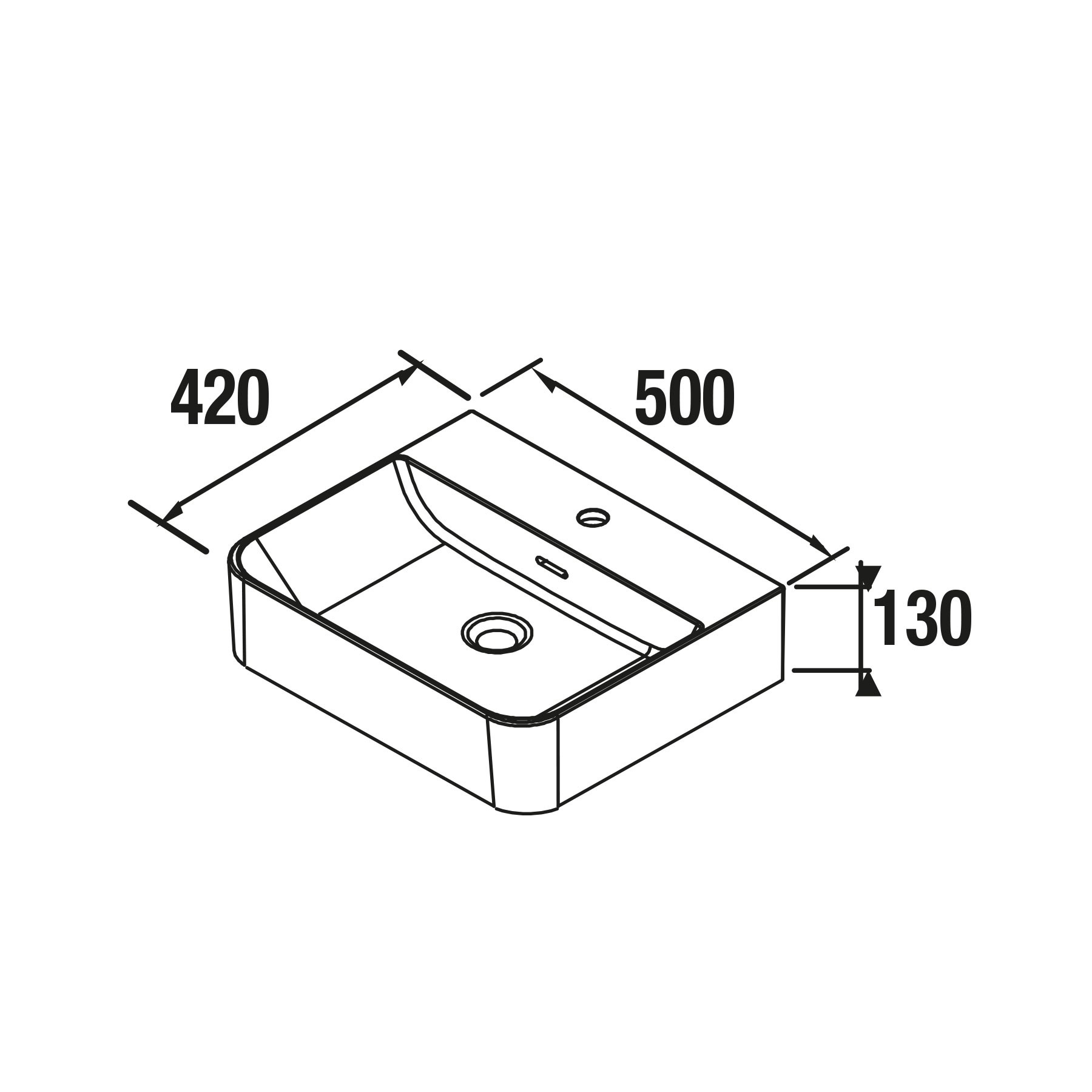 24552 SALGAR Раковина TENTO 500 WHITE PORCELAIN 500 x 420 x 130 мм  - Вид №1