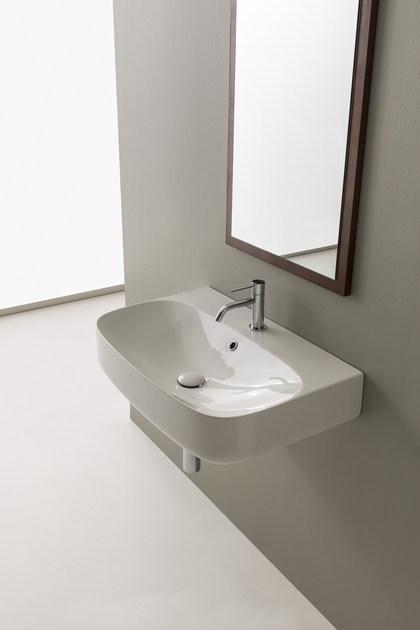 Подвесная раковина настенная овальная Scarabeo Ceramiche Moon белая sun-id-1500165 - Вид №2