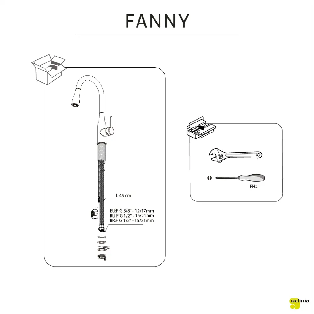 Смеситель кухонный Delinia Fanny общая высота 40.0 см цвет хром 84752042 STLM-2080972 - Вид №13