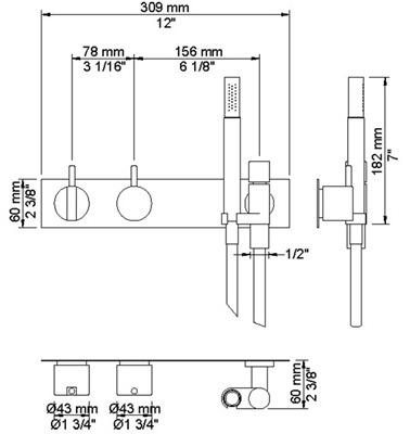 VOLA Комплект для ванны с ручным душем sun-id-1381387 - Вид №1