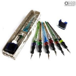 682 ORIGINALMURANOGLASS Две перьевые ручки из муранского стекла - OMG  см
