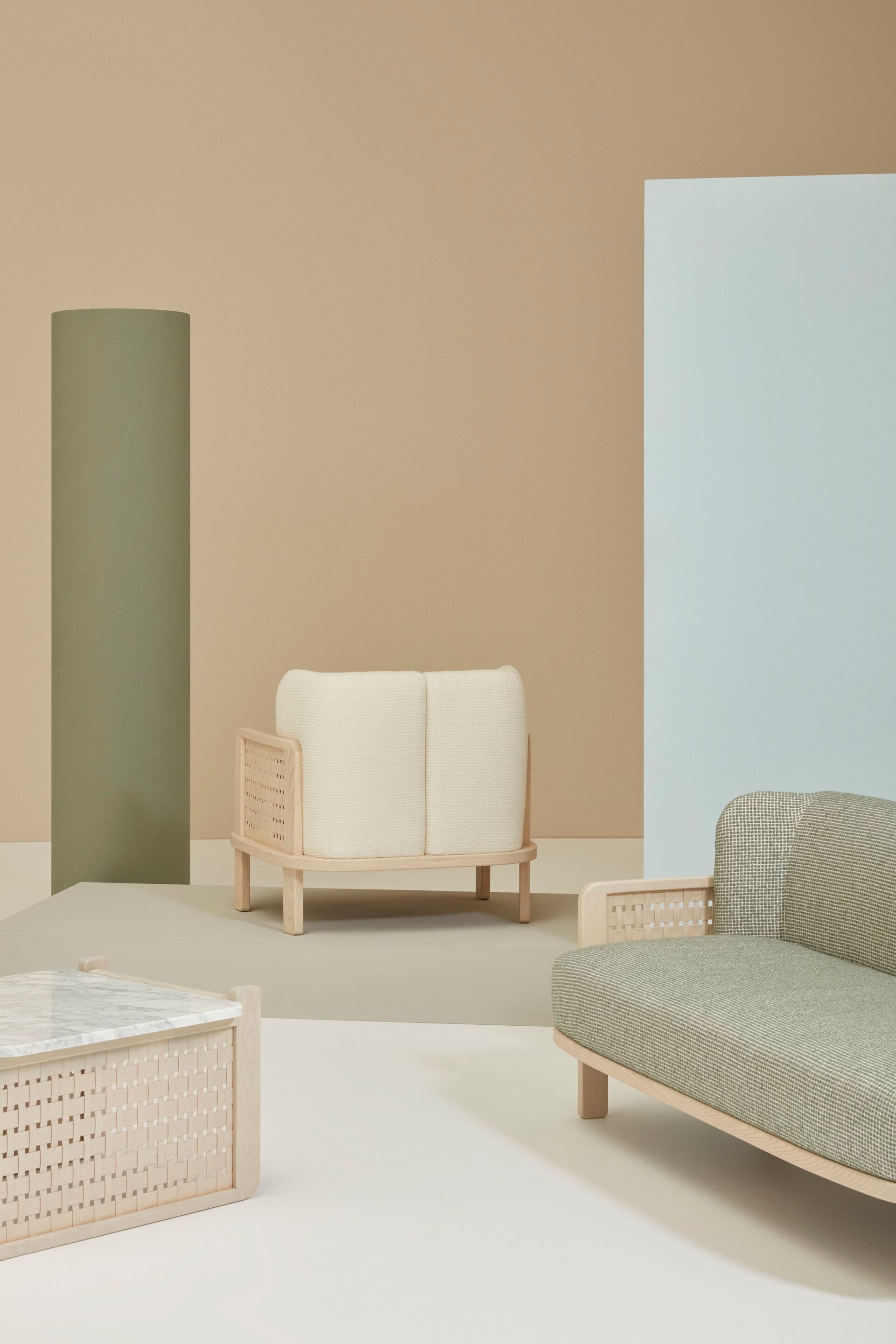 Квадратный журнальный столик из ясеня и мраморной столешницы Billiani Raquette ARCH-00111573 - Вид №4