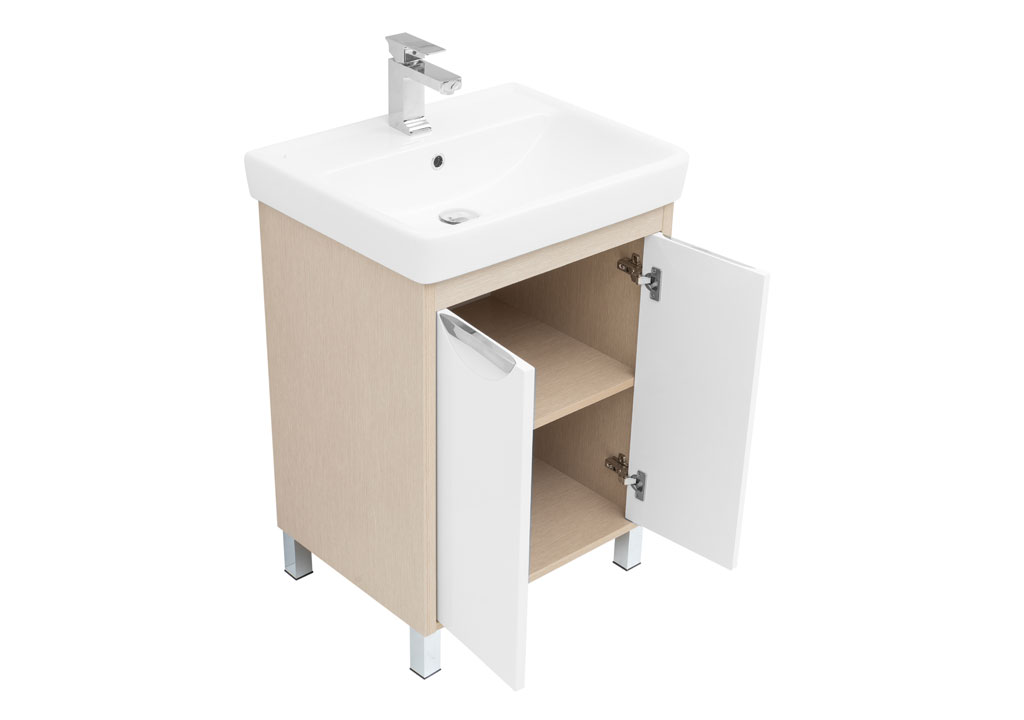 Тумба под раковину Aquanet Гретта 60 New светлый дуб (2 дверцы) 00239401 - Вид №3