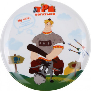 10605247 Императорский фарфоровый завод Подарочный набор тар.дек. 19,5см "Три богатыря. Алеша Попович" "Эллипс" Фарфор твердый