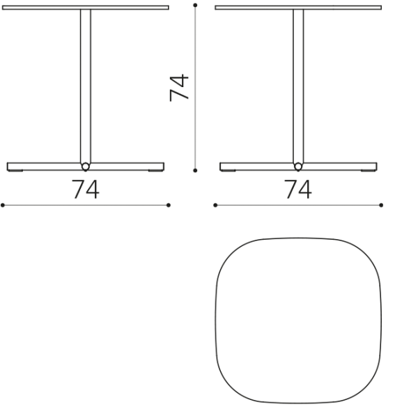 NT T0HS Table 74 W x 74 D x 74 H True Design Notable - Вид №1