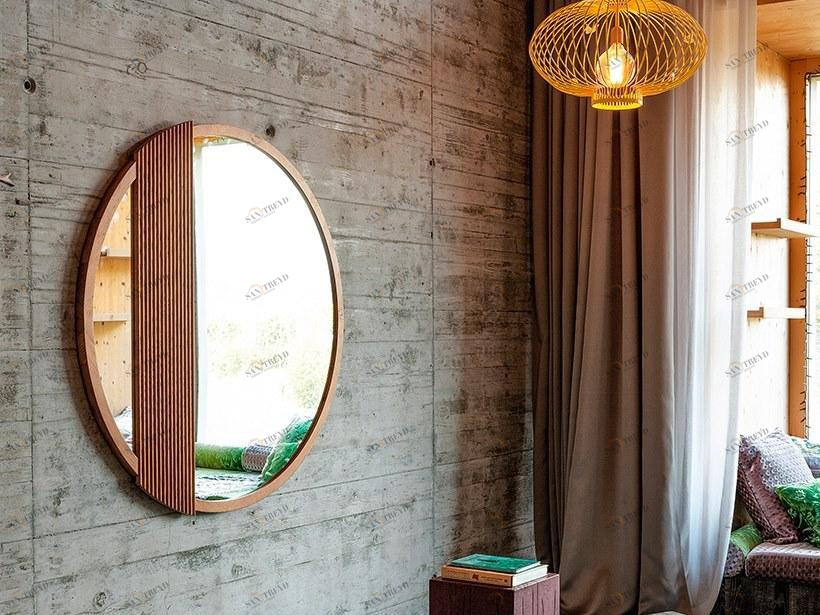 Devina Nais Круглое настенное зеркало из массива дерева Zero.16 sun-id-1483653