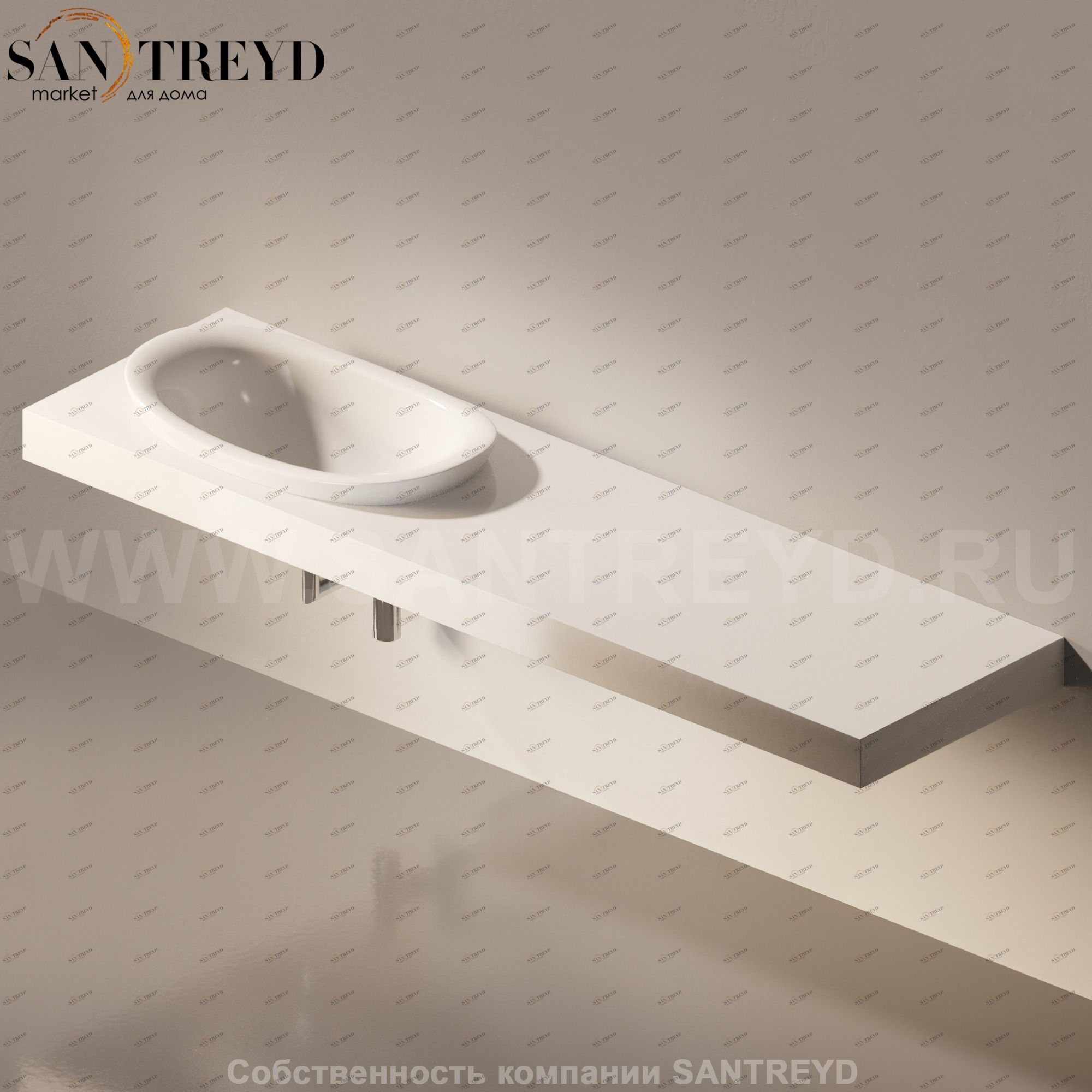 Flaminia IO e SI Столешница с отверстием под раковину от 100 до 250 см белая IO75M4.9016 Ceramica Flaminia IO75M49016