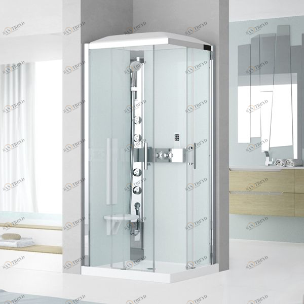 Душевая кабина термостатическая 90x90 GLAX 3 A90 HYDROMASSAGE Novellini GLAX 3 с низким душевым поддоном, серебристым профилем и крышей с парогенератором GL3A90T1N1B