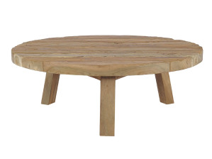 Круглый низкий стол из тикового дерева