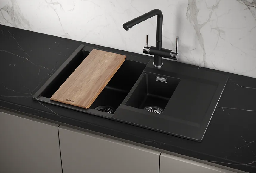 ES-7808, ТУРМАЛИН, кухонная мойка, кварц, ESTETICA GRANULA 7808-ST282