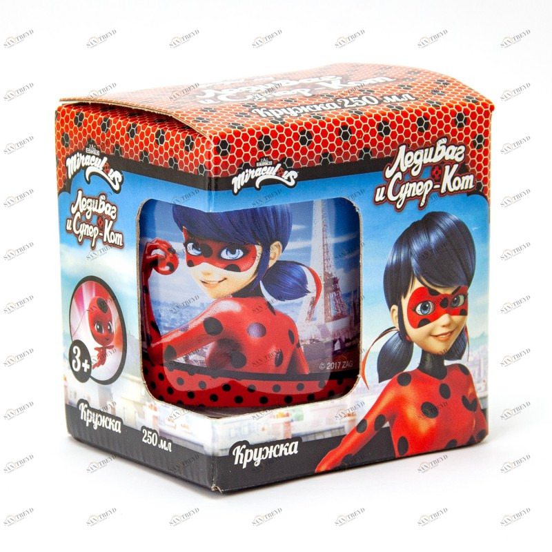 Кружка стеклянная в подарочной упаковке "Леди Баг и Супер Кот. Леди Баг - Париж", 250 мл ND PLAY ЛЕДИ БАГ 335672 Красный;прозрачный Santreyd 