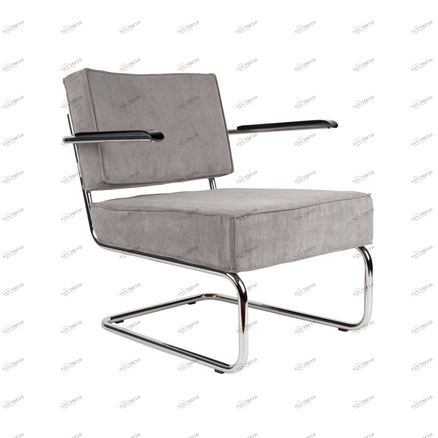 Кресло Lounge Ridge Rib с подлокотниками, светло-серое Zuiver 3100032