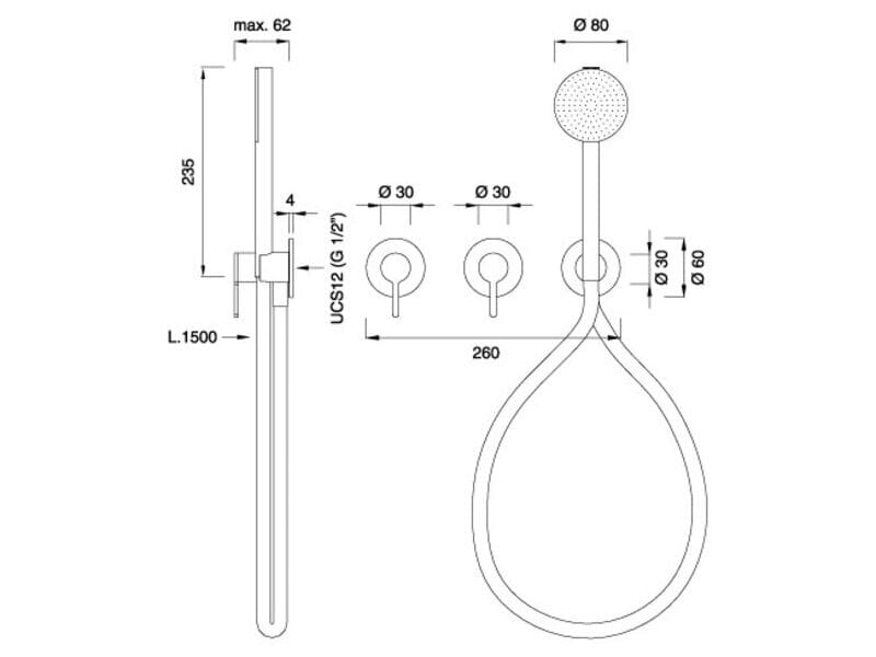 Группа 2 настенные смесители для ванны / душа с ручным душем CEADESIGN INNOVO ARCH-00096754 - Вид №2