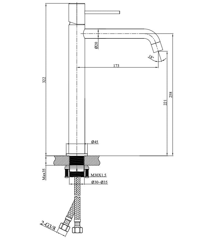 Однорычажный высокий смеситель для раковины Lablù Vico ARCH-00117158 - Вид №2