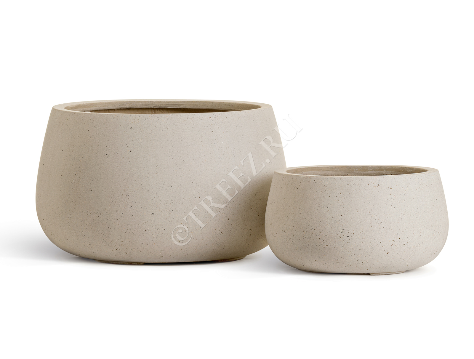 41.3321-02-071-BE-34 Кашпо  Effectory - серия Beton - Низкая чаша - Белый песок Цветочная коллекция 