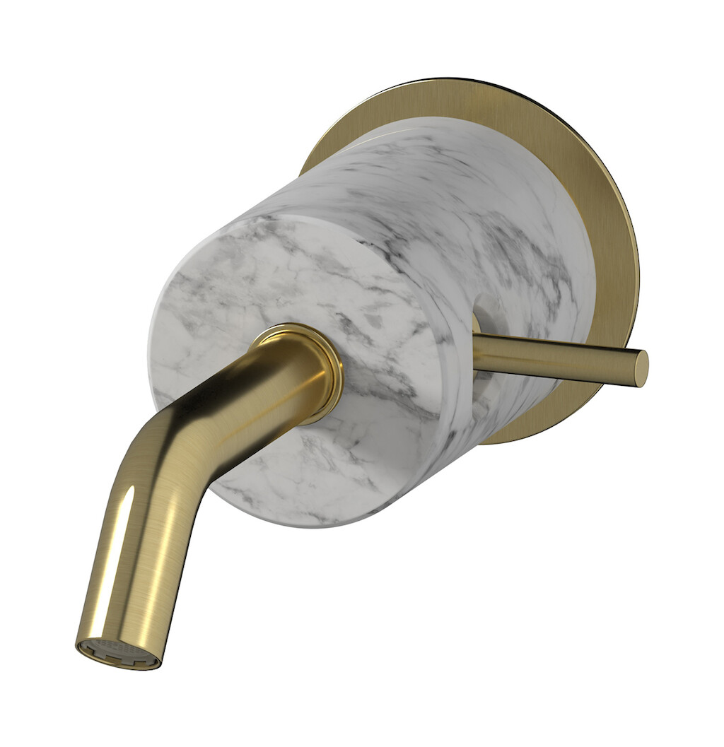 Встроенный в стену смеситель для раковины на 1 отверстие в комплекте с донным клапаном WE ARE IB mr209is_1 Brushed Pale Gold Marmo