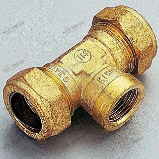 Тройник ВР 22 x 1/2" x 22 обжим TIEMME 1000014